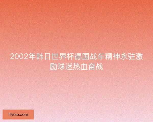 2002年韩日世界杯德国战车精神永驻激励球迷热血奋战