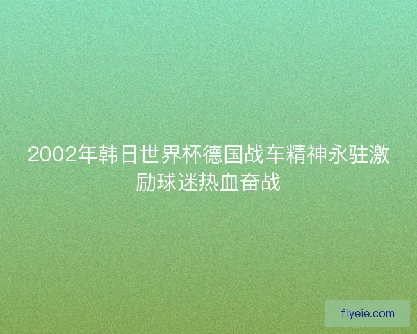 2002年韩日世界杯德国战车精神永驻激励球迷热血奋战